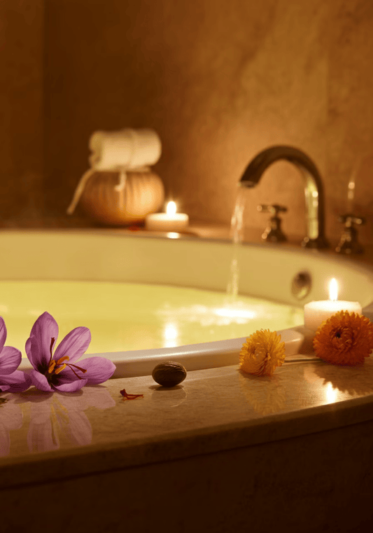 Nervous System Restore: Golden Saffron Luxe Bath. Transform Your Bath Into A Sanctuary.